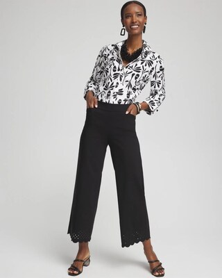 Brigitte Embroidered Wide Leg Cropped Pants click to view larger image.