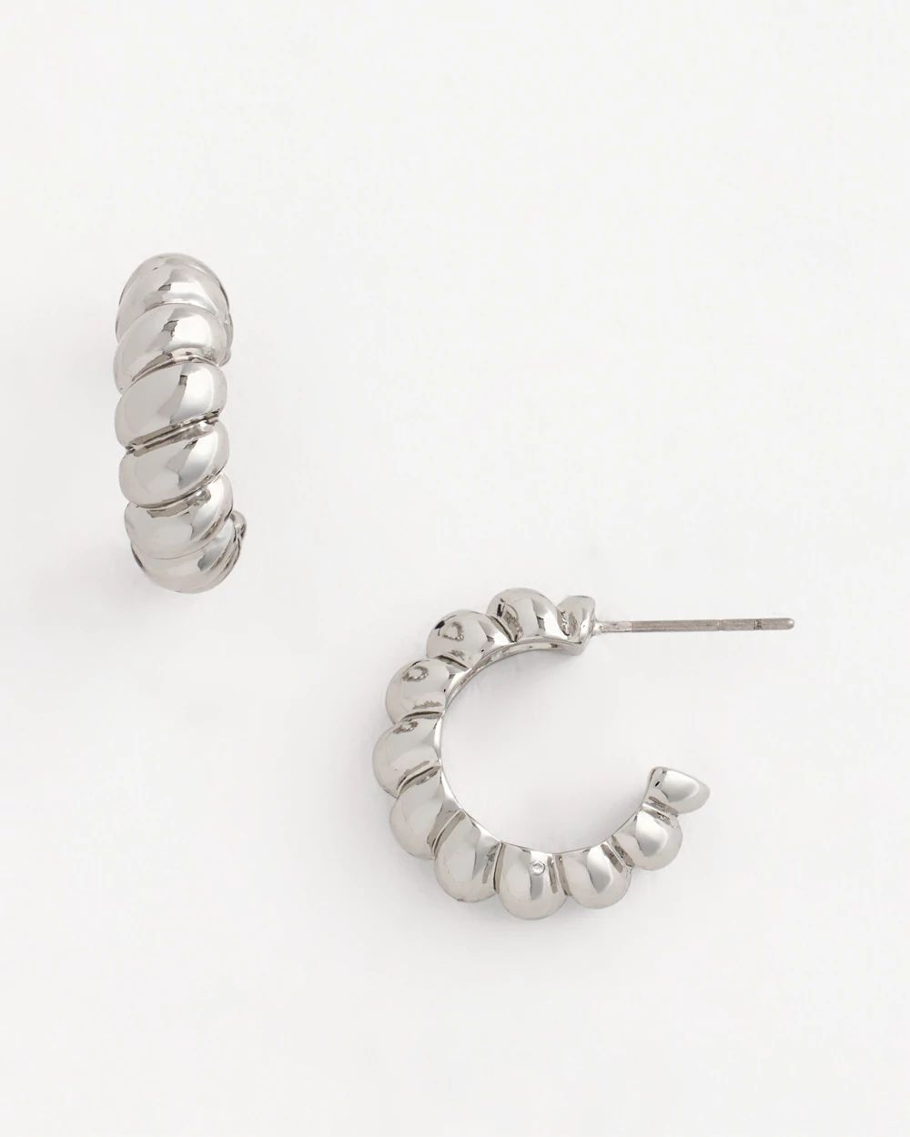 No Droop® Silvertone Twisted Hoop Earrings
