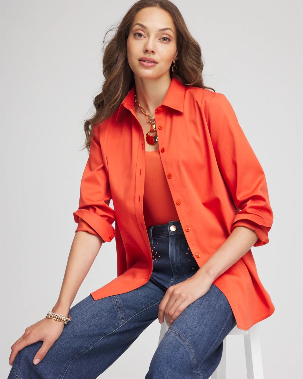 No Iron™ Stretch-Sateen Shirt click to view larger image.