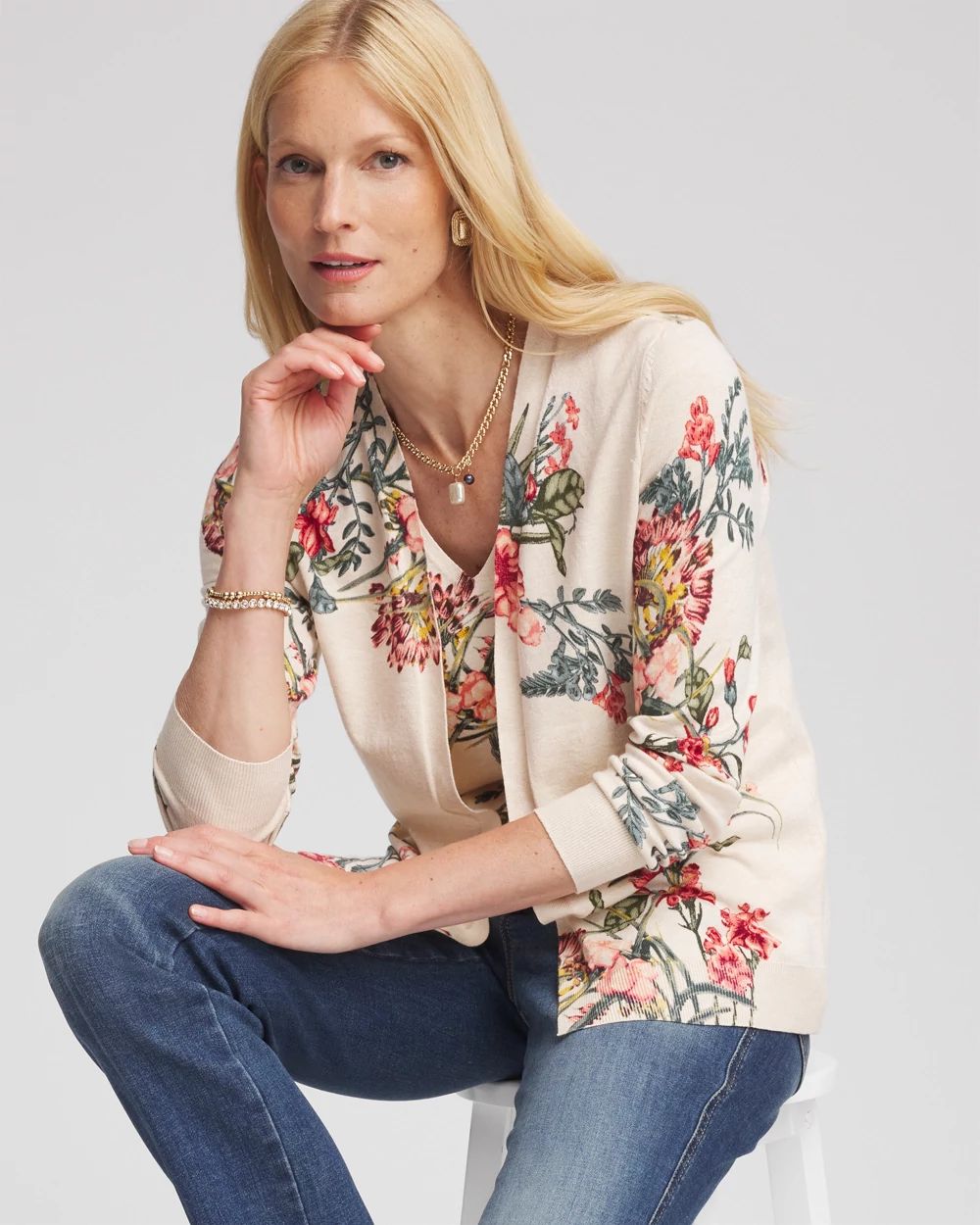 Ella Printed Long-Sleeve Cardigan