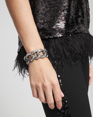 Hematite Baguette Link Bracelet click to view larger image.