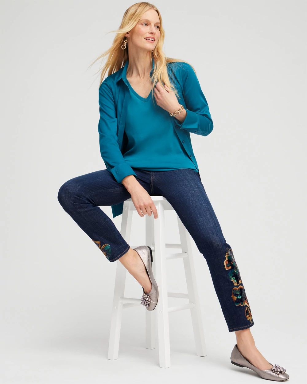 3/4 Sleeve V-Neck Tee