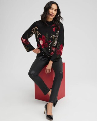 Floral Mock Neck Sweater click to view larger image.