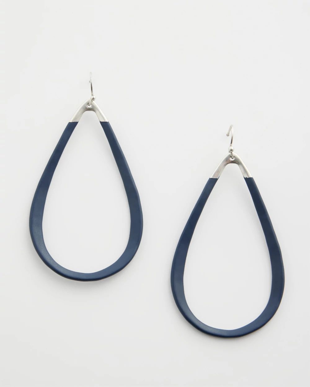 Navy Teardrop Hoops