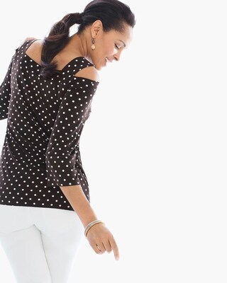 Polka Dot Cold Shoulder Top