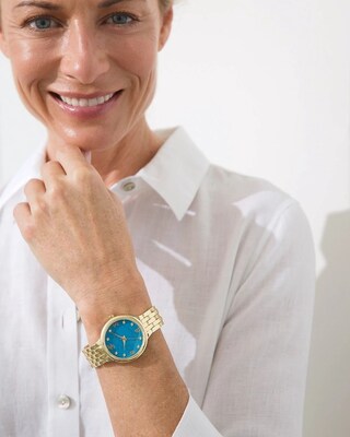 Gold Tone and Turquoise Watch