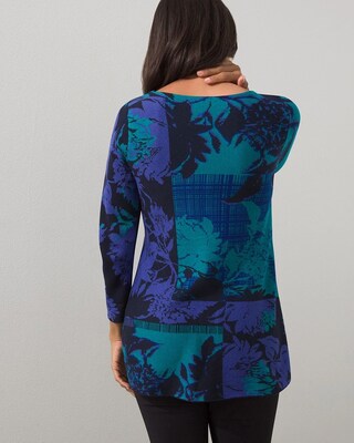 Floral Double Knit Tunic Sweater