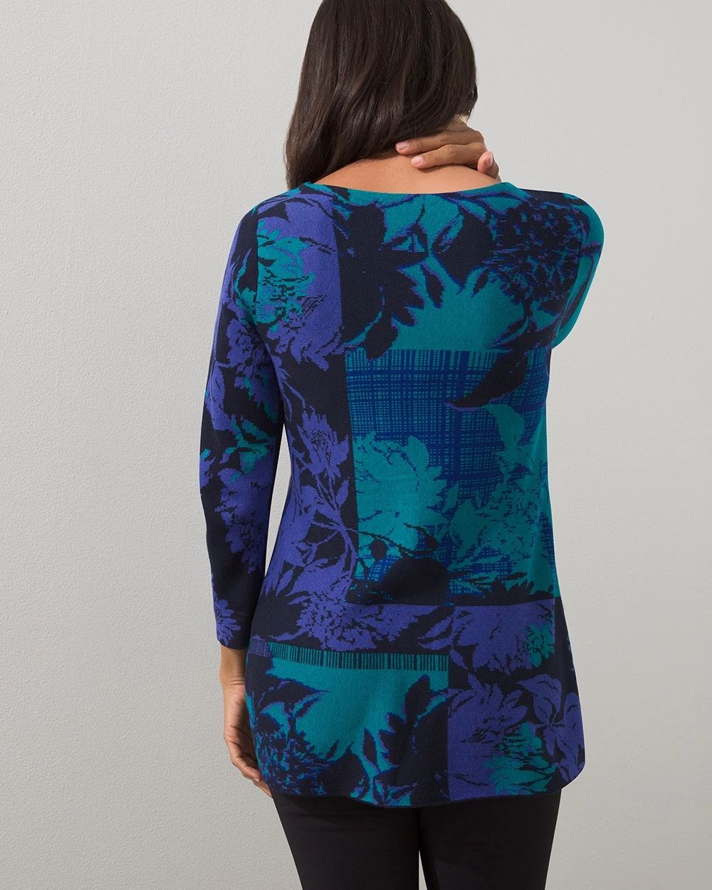 Floral Double Knit Tunic Sweater