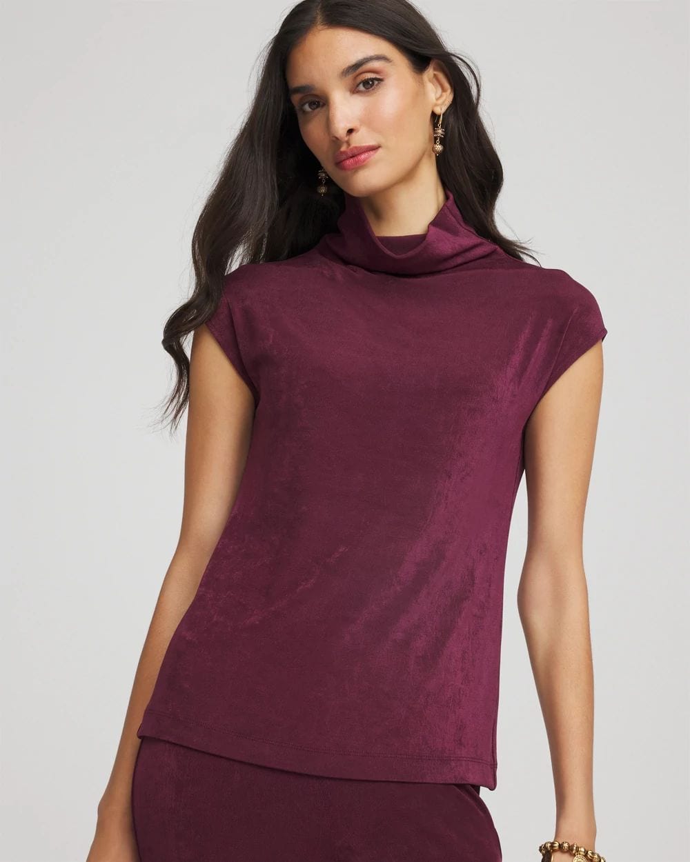 Travelers™ Mockneck Cap-Sleeve Top