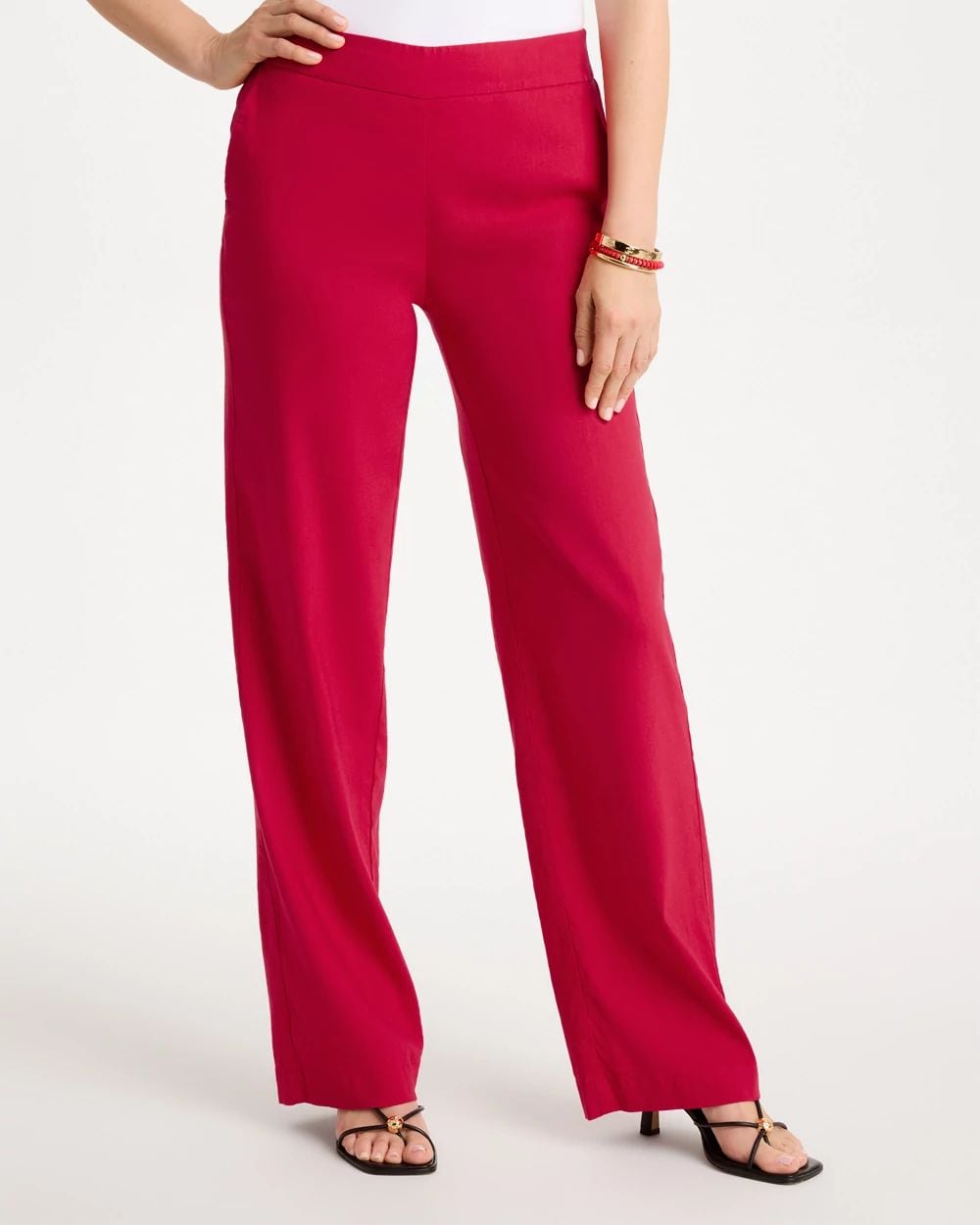 Petite Pull-On Wide-Leg Linen Pants