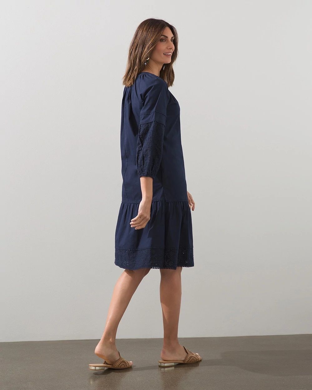 Poplin Contrast Hem Short Dress