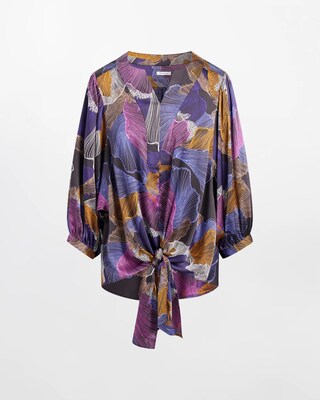 Abstract Print Tie-Front Shirt