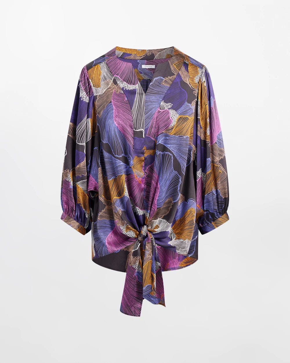 Abstract Print Tie-Front Shirt