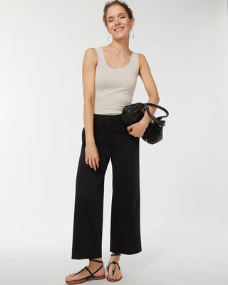 Cotton Blend Wide Leg Crops