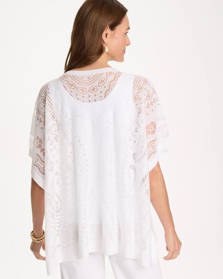 Notch Neck Burn Out Sweater Poncho click to view larger image.