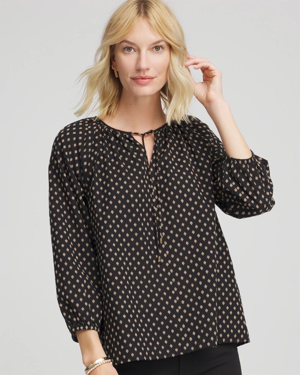Floral Print Tie-Neck Top