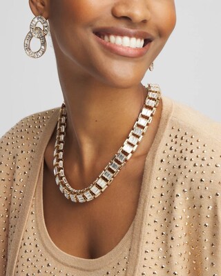 Gold Tone Baguette Collar Necklace