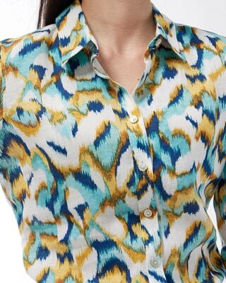 No Iron Linen Ikat Shirt