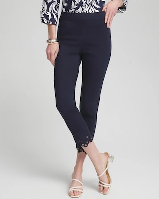 Brigitte Eyelet Hem Slim Cropped Pants