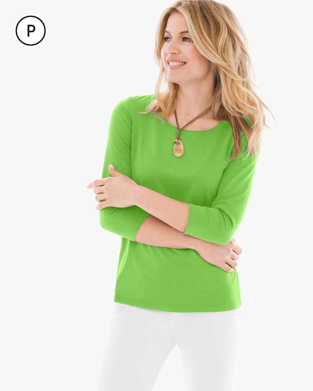 Petite Pima Cotton Scoop-Neck Tee