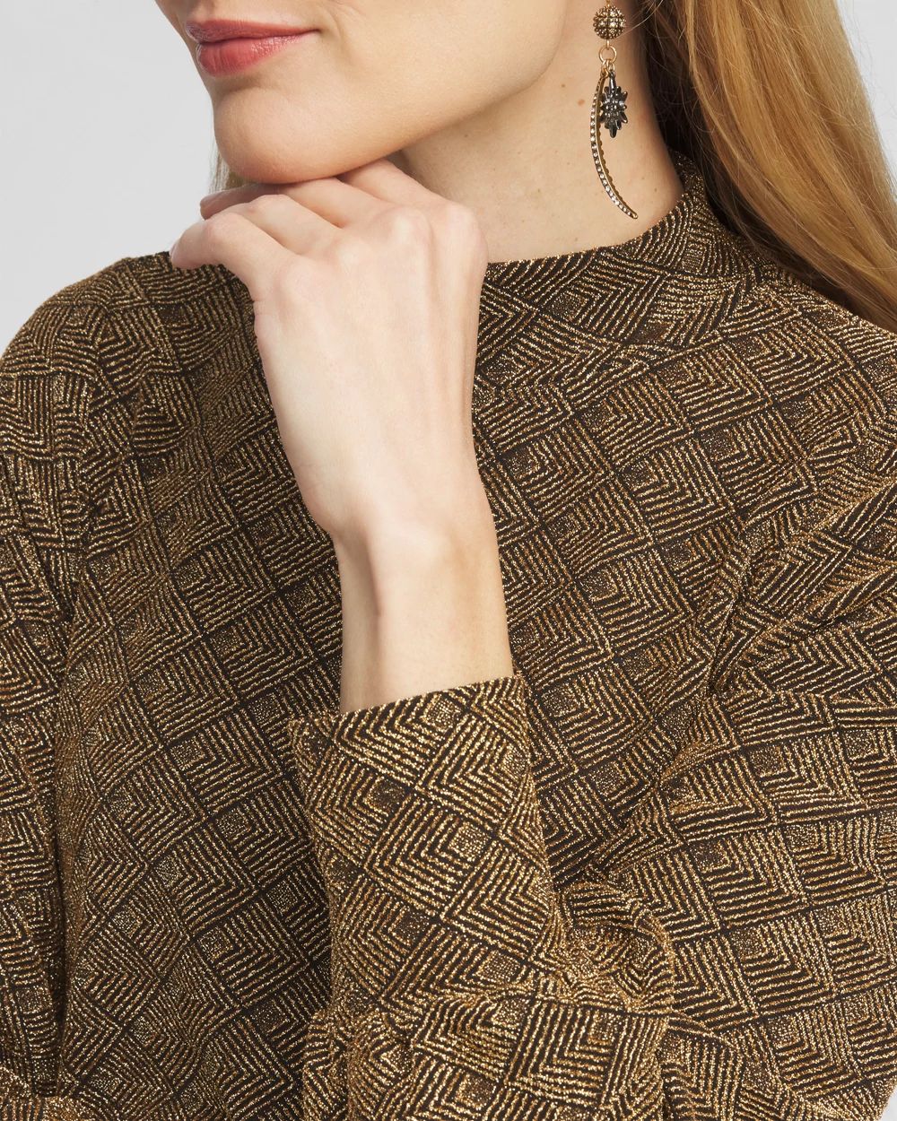 Textured Gold Mock-Neck Top click to view larger image.