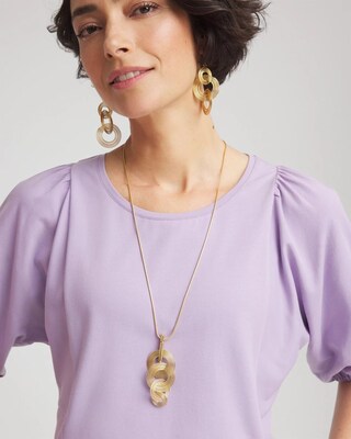 Goldtone Concentric Circles Pendant Necklace click to view larger image.