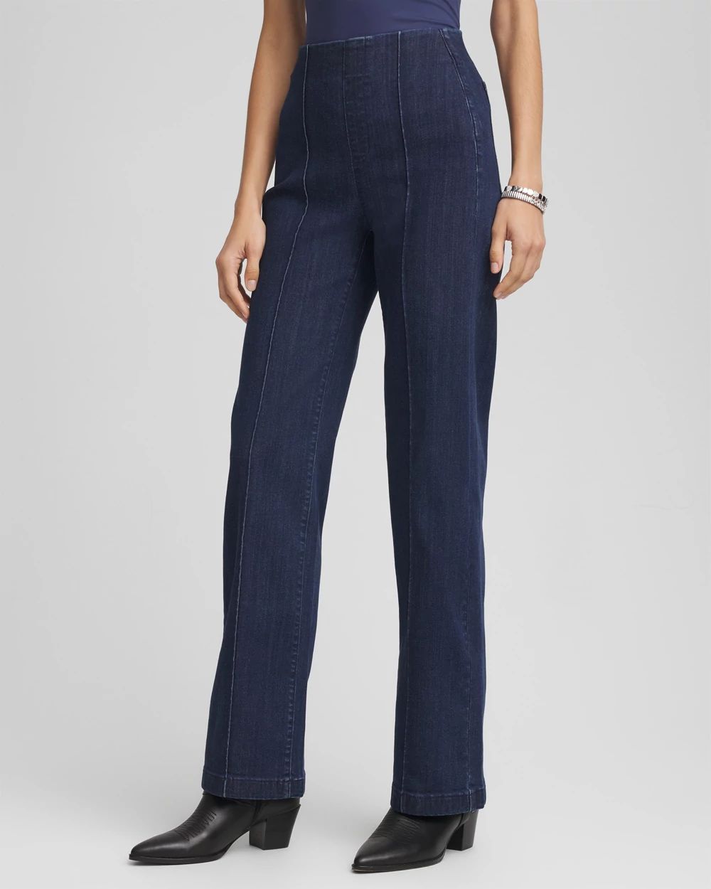 Petite Pull-On Wide-Leg Trouser Jeans