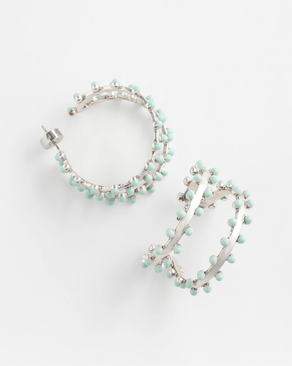 Blue & Silver Double Hoop Earrings