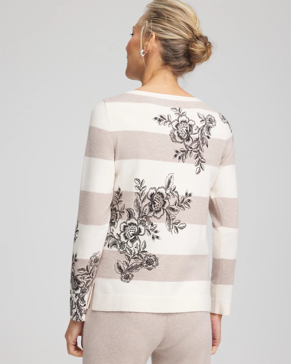 Zenergy® Luxe Cashmere Blend Floral Stripe Sweater