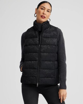 Jacquard Print Puffer Vest