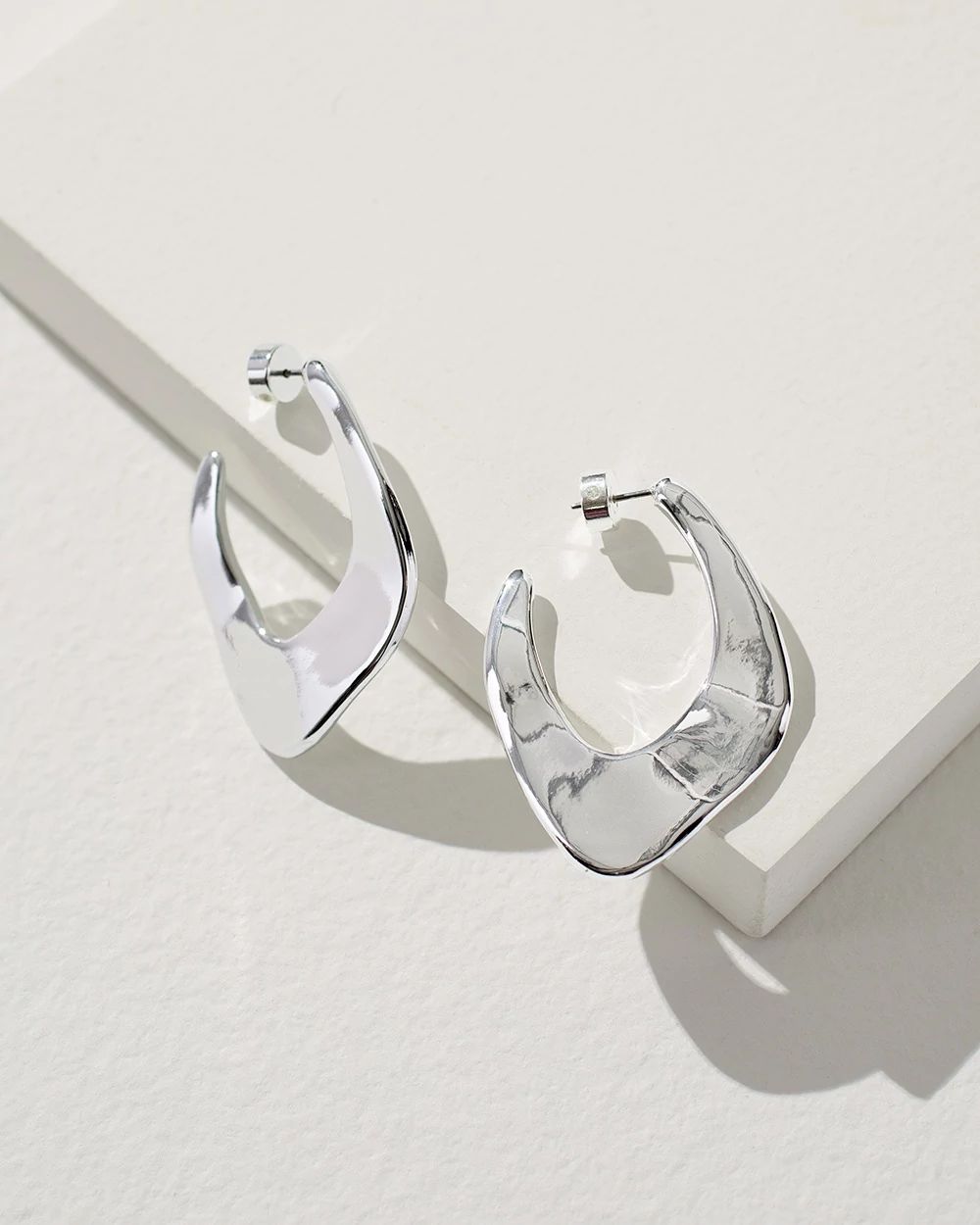 Silver Tone Front to Back Hoop Earrings