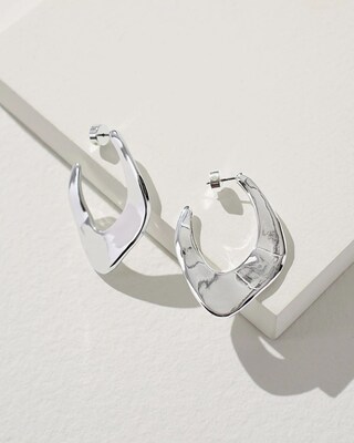 Silver Tone Front to Back Hoop Earrings