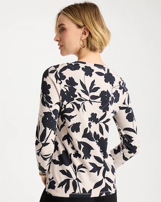 Cotton Stretch 3/4 Sleeve Floral Tee click to view larger image.