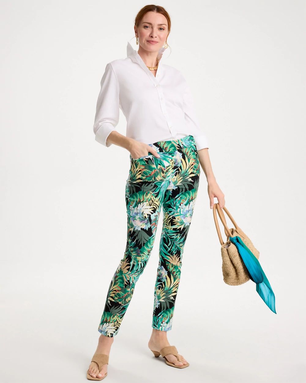 Petite Printed Brigitte™ Slim Pull-On Ankle Pants
