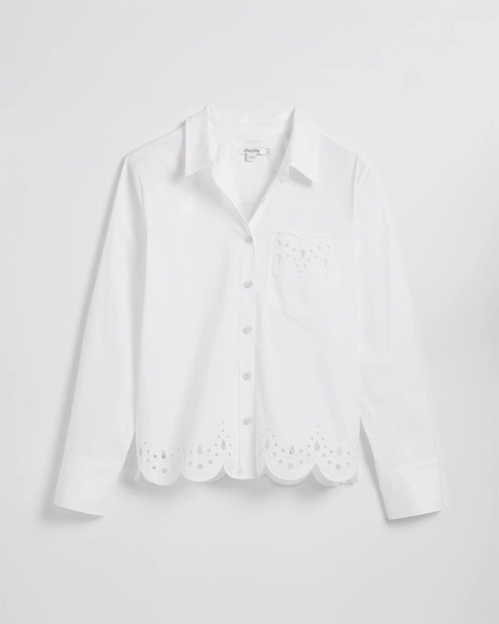 Poplin Eyelet Hem Shirt