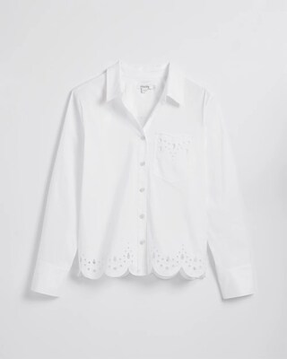 Poplin Eyelet Hem Shirt