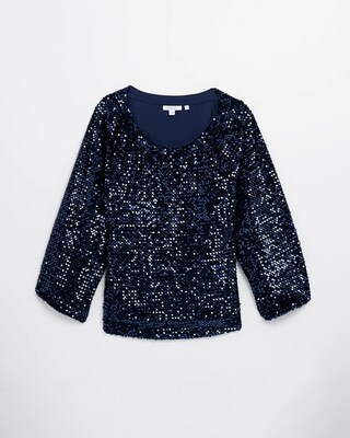 Sequin Velvet Blouson Sleeve Top