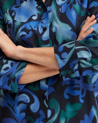 No Iron Stretch Scroll Print Shirt