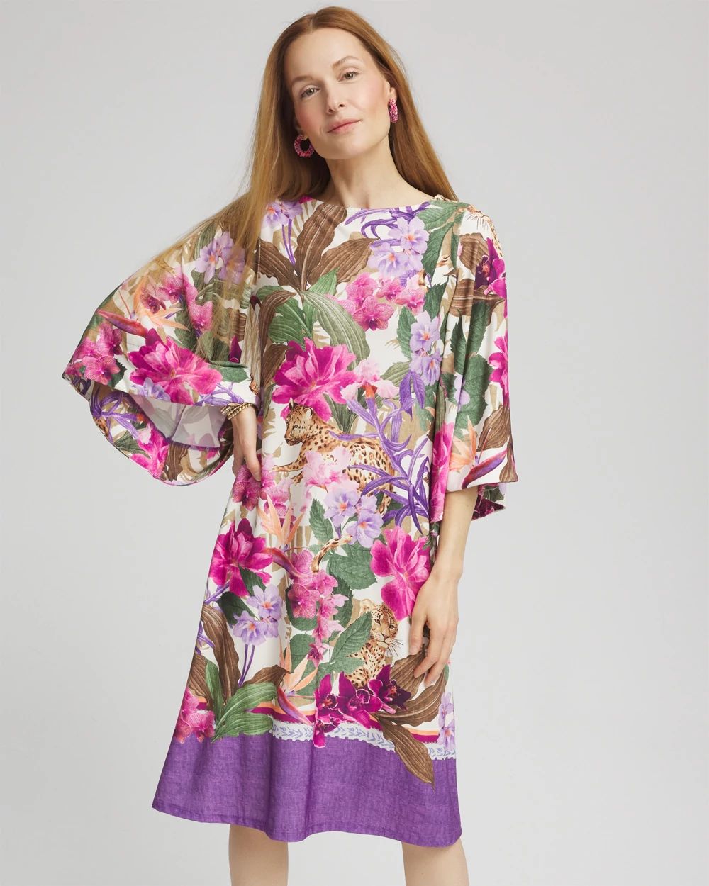 Island Angel-Sleeve Boat Neck Dress