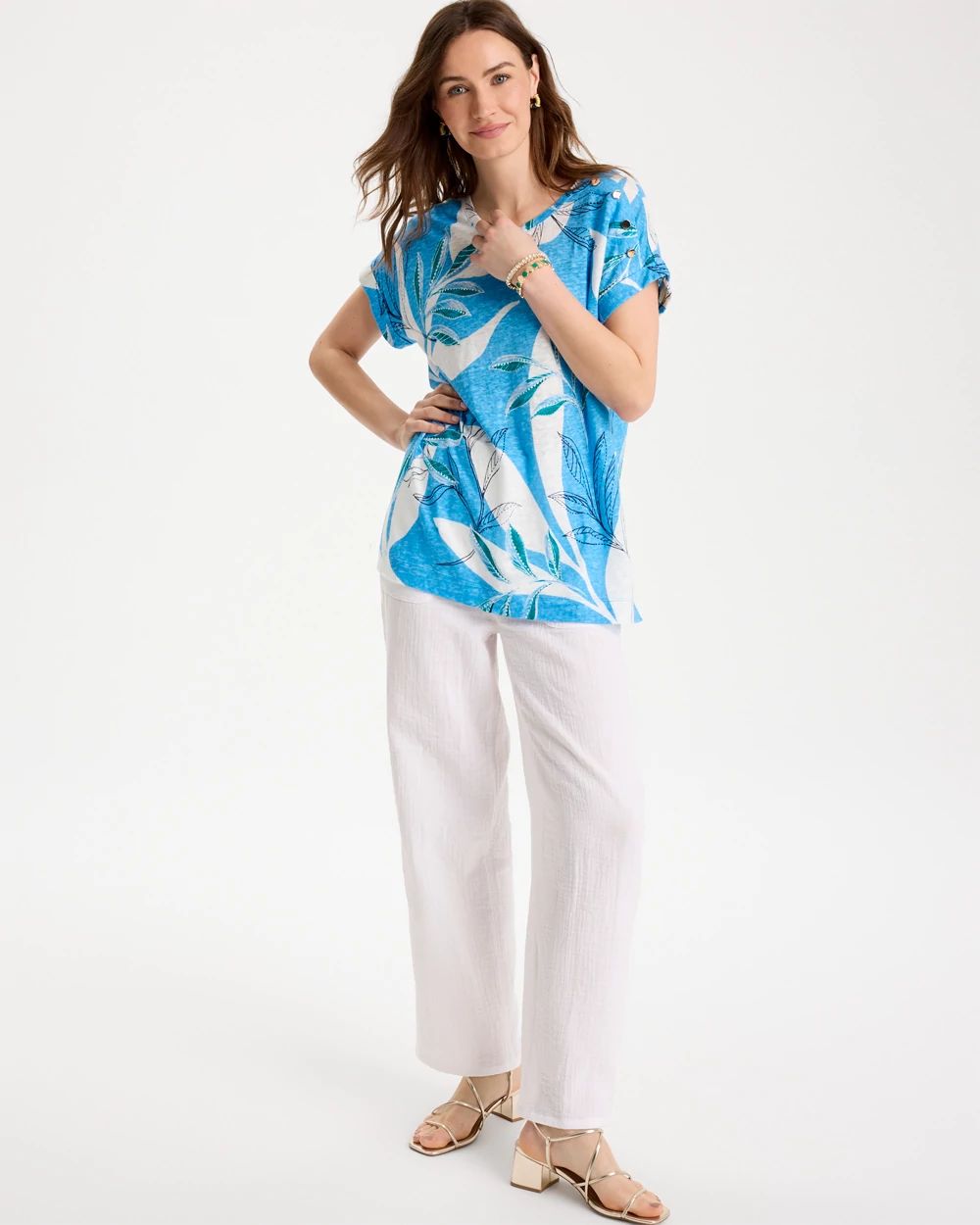 Printed Linen Button Tunic click to view larger image.