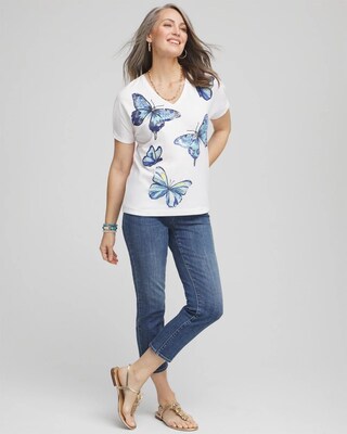 Butterfly Cotton V-Neck Tee click to view larger image.
