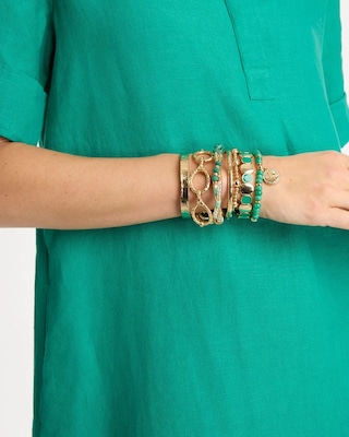 Genuine Howlite Beaded Stretch Bracelet click to view larger image.