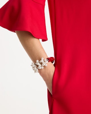 Red Resin Pearlescent Stretch Bracelet click to view larger image.