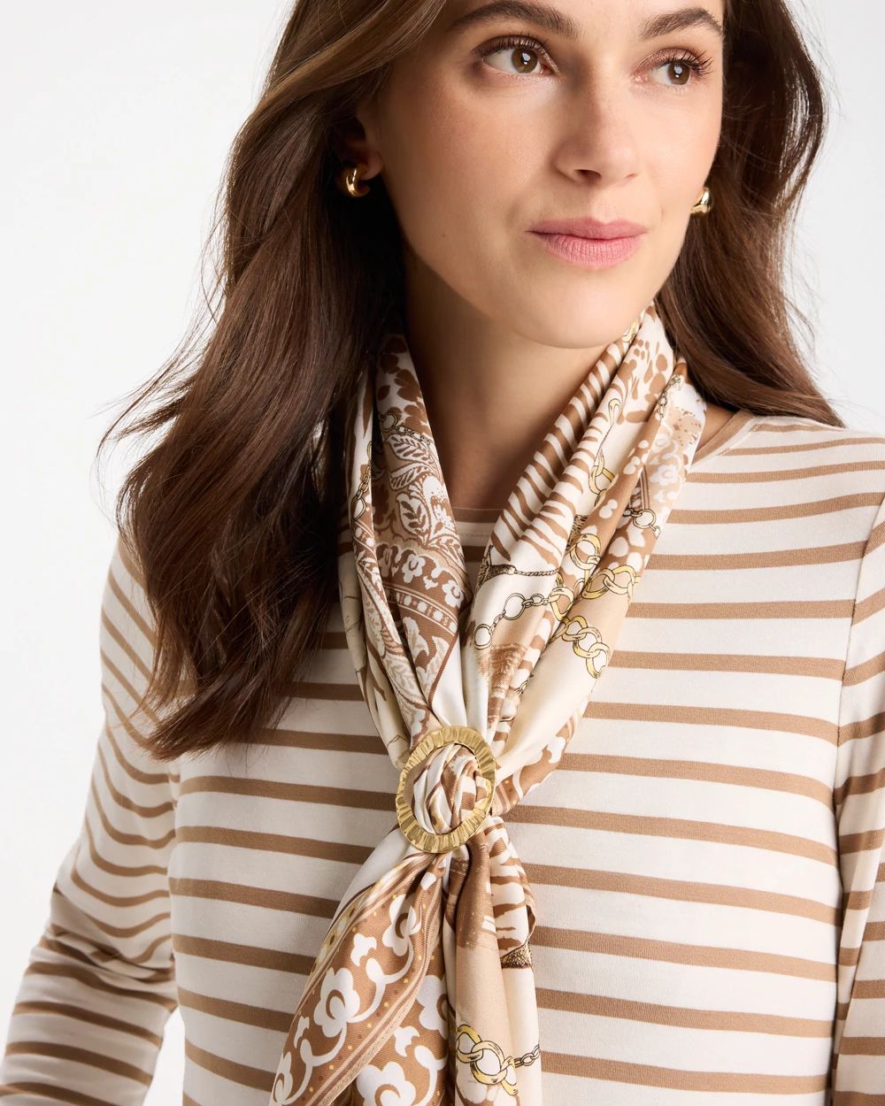 Goldtone Crinkle Scarf Ring click to view larger image.