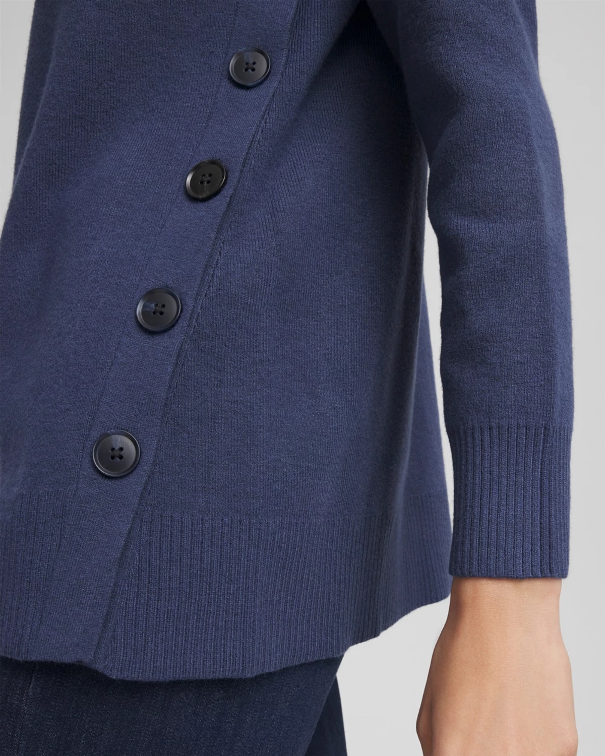 Chico's Ella Button Tunic Sweater In Indigo Sky In Blue