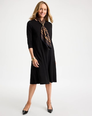 Seamed Ponte Knit 3/4 Sleeve Dress click to view larger image.