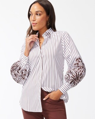 Poplin Stripe Embellished Shirt