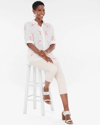 Embroidered Flamingo Shirt