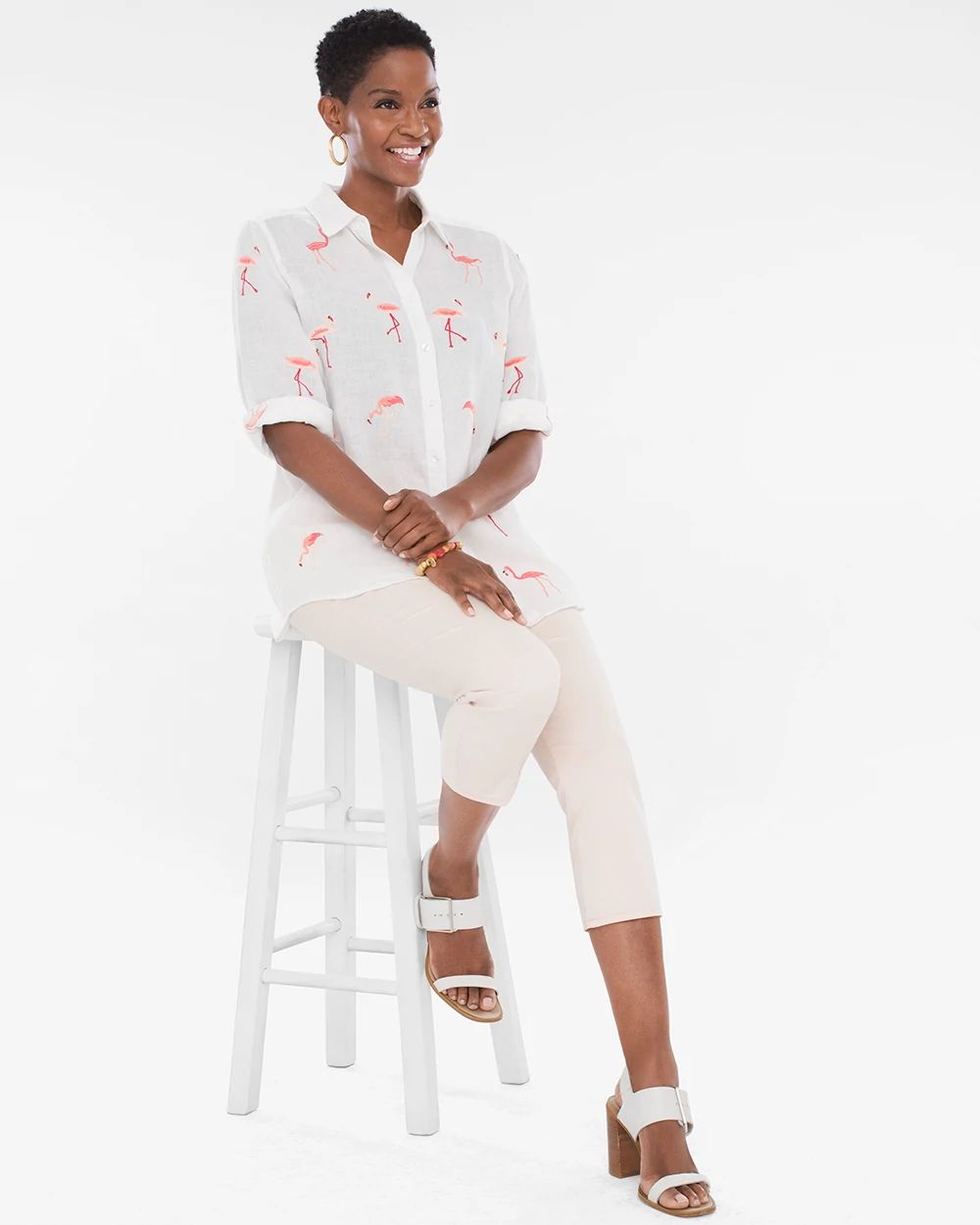 Embroidered Flamingo Shirt