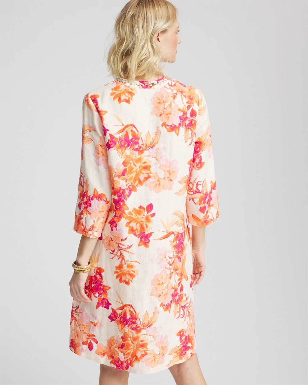 Embellished Linen Kurta Dress